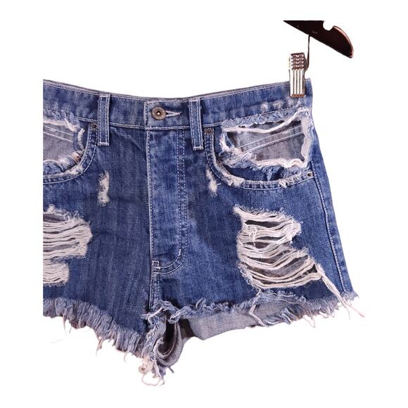 Carmar Collin Medium Wash Distressed Hi-rise Denim Cutoff Shorts Women's 25 NWT - Picture 2 of 6